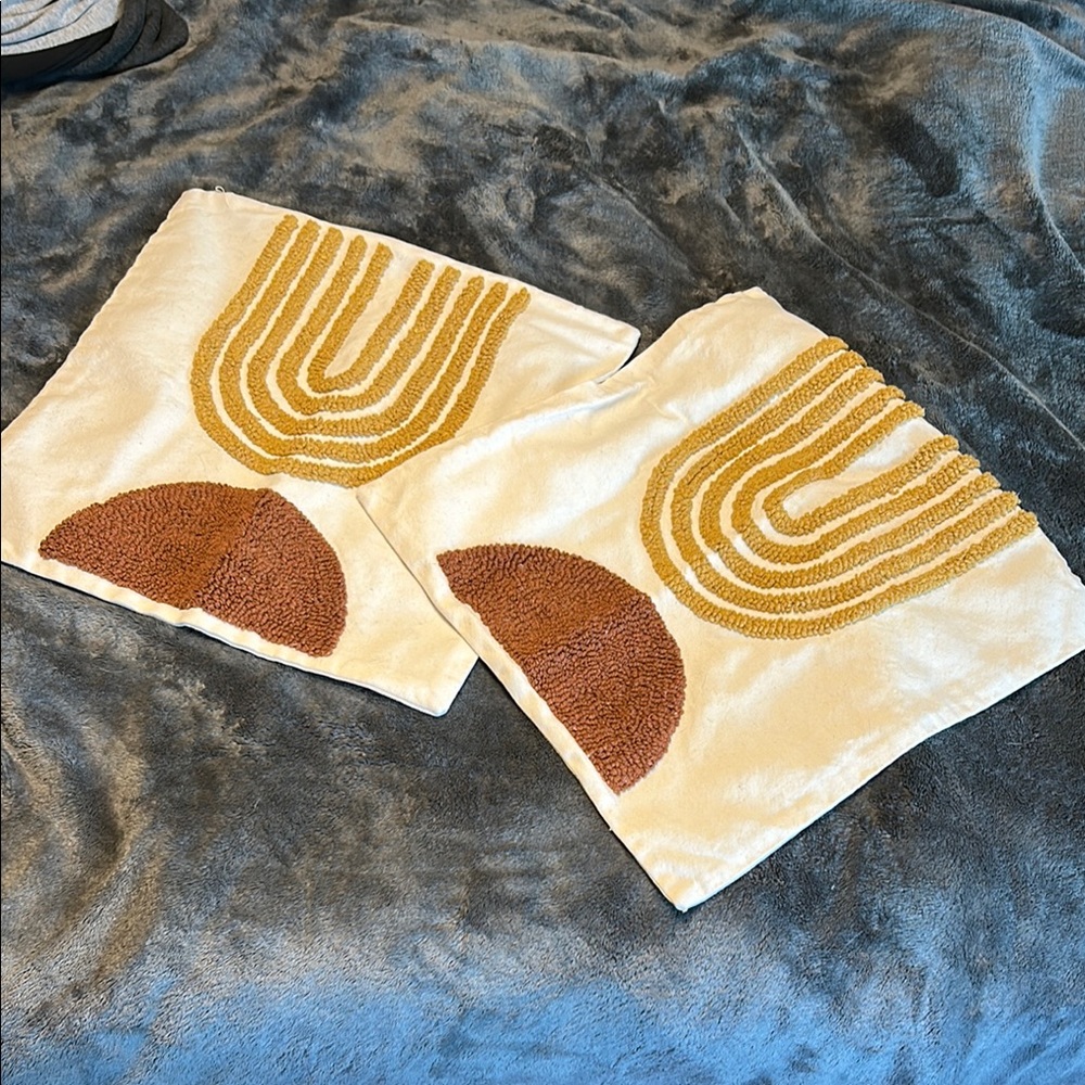 Modern Cream and Brown Accent Pillow Covers